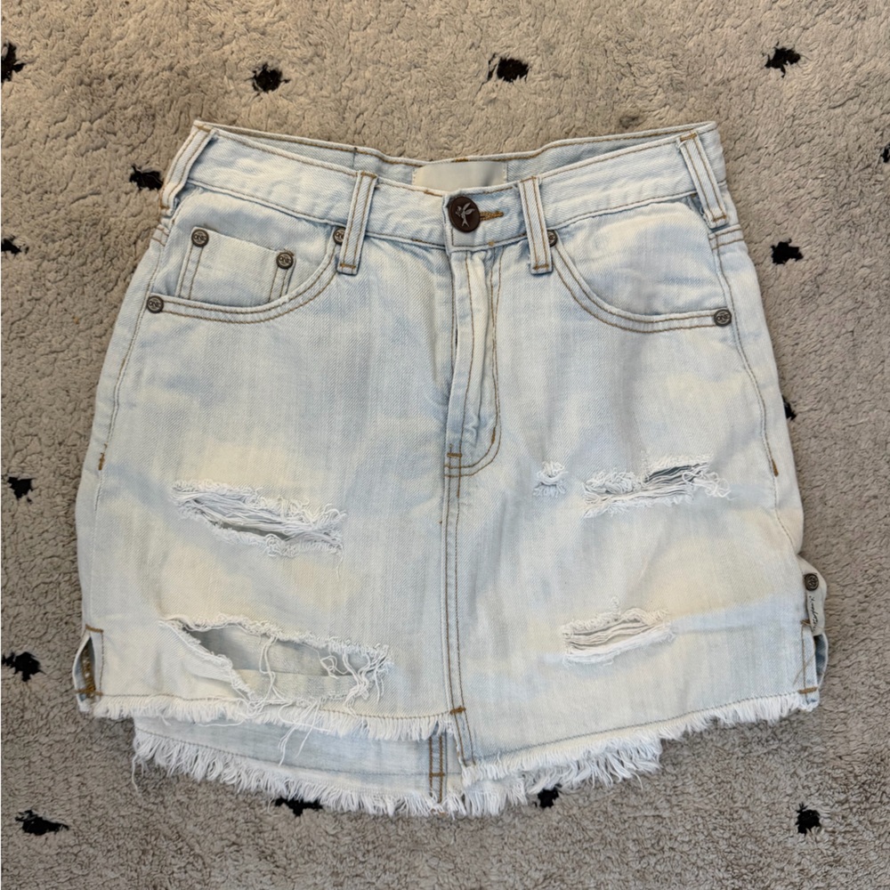 One Teaspoon Light Blue Denim Shorts